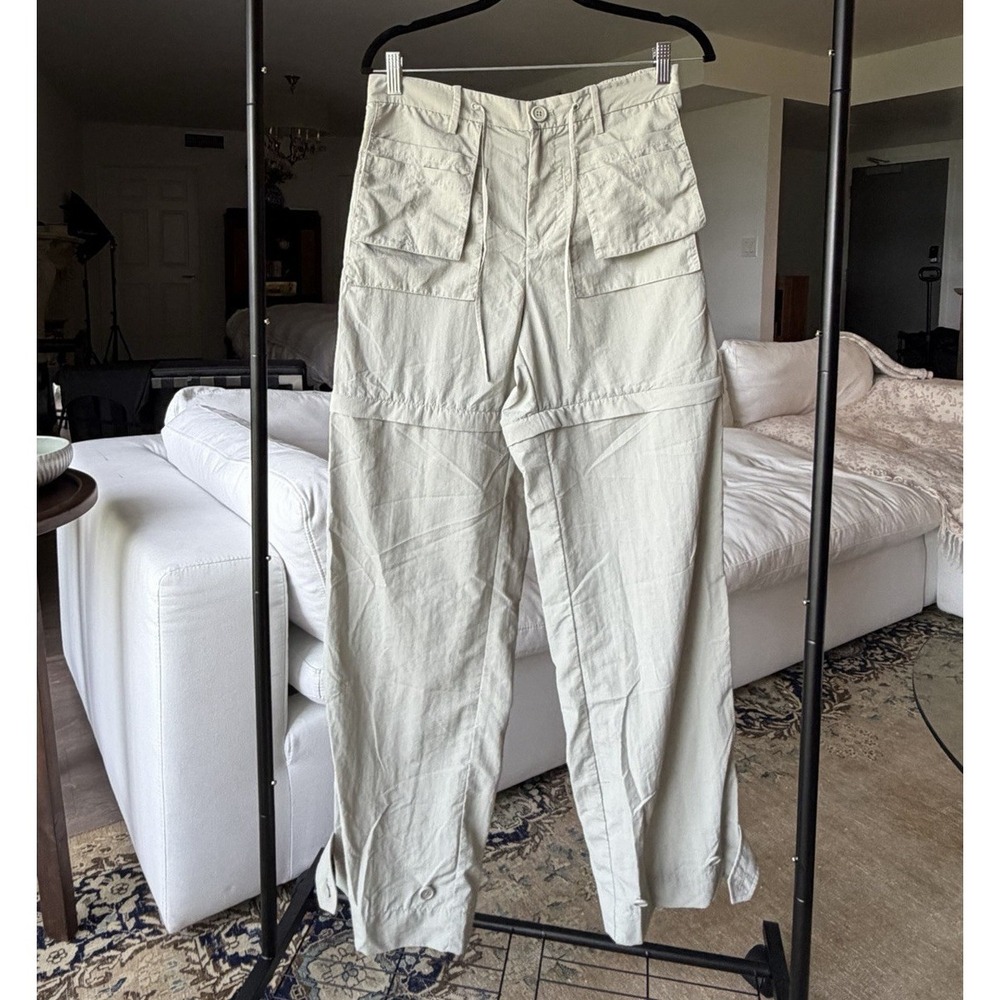 Helmut Lang Women's Beige/green Canvas Cargo Pants